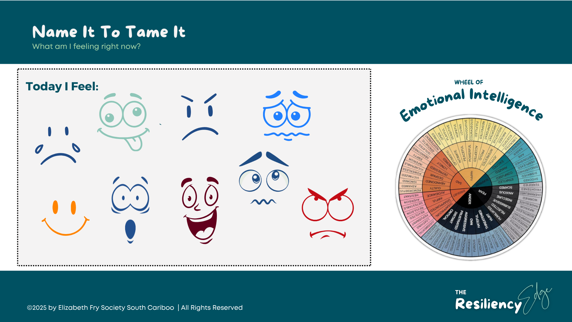 Name It To Tame It feelings wheel and emotion faces